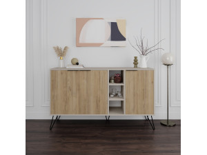 Aparador de madeira "Clara" - 142 x 36 x 83 cm - Arenito 2