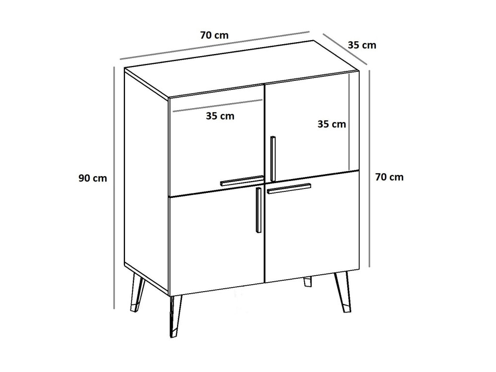 Aparador "Makro" em madeira - 70 x 35 x 90 cm - Cinzento antracite