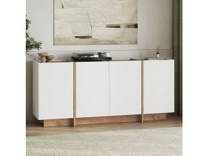 Aparador de madeira "Dorma" - 180 x 45 x 80 cm - Branco / Pinho Atlântico 2