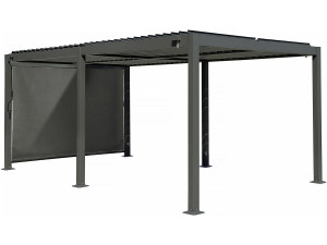Pérgula bioclimática "Kensington" com toldo em alumínio - 3 x 5 m - Cinzento