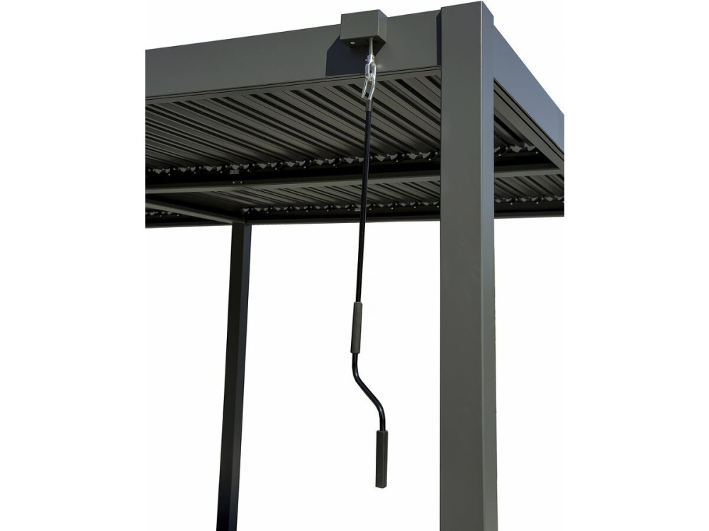 Pérgula bioclimática "Kensington" com toldo em alumínio - 3 x 5 m - Cinzento