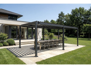 Pérgula bioclimática autoportante de alumínio "Kensington" - 3 x 6 m - Cinzento 2