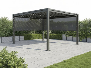 Pérgola bioclimática com 2 persianas de aço galvanizado "Howard" - 3 x 4 m - Cinza 2