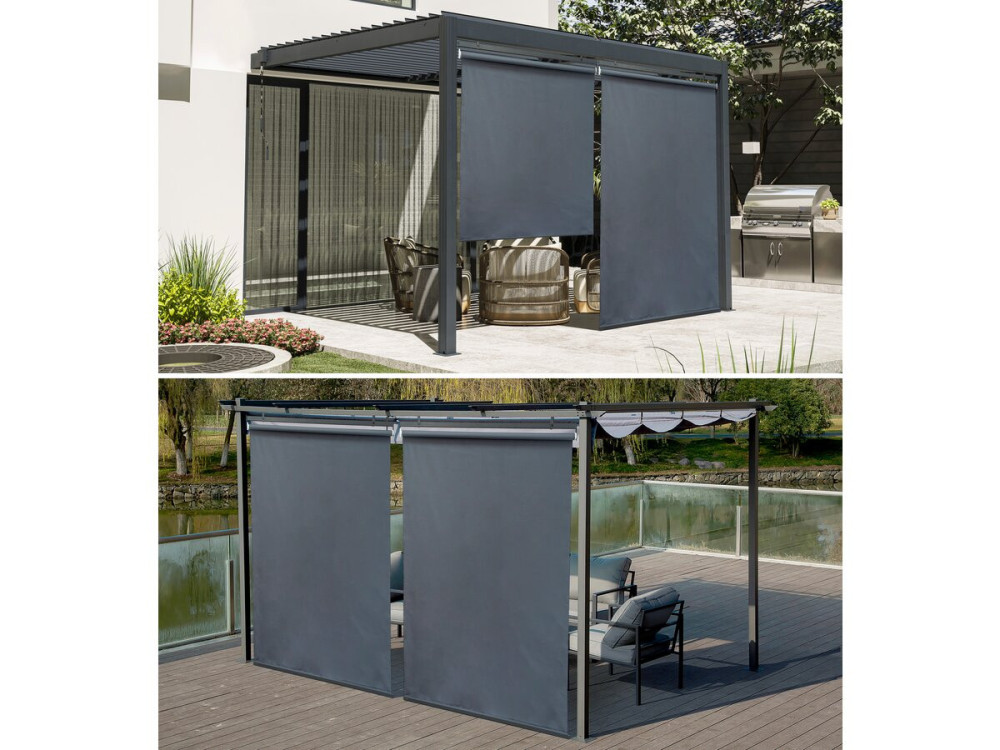 Conjunto de 2 persianas para pérgola - 124 x 225 cm - Antracite -