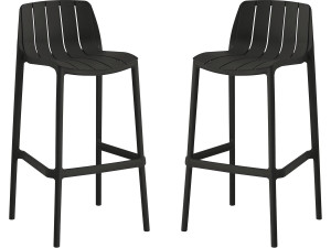 Conjunto de 2 cadeiras altas de jardim empilháveis "Vaena" - Preto