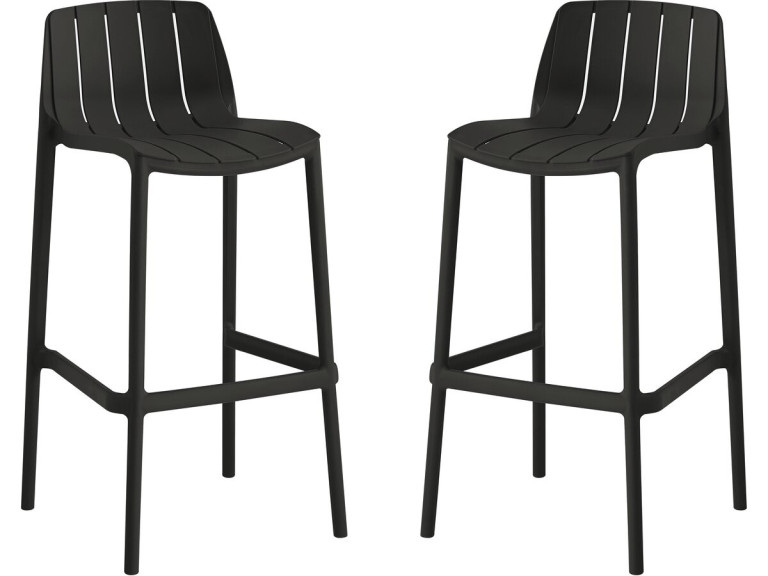 Conjunto de 2 cadeiras altas de jardim empilháveis "Vaena" - Preto