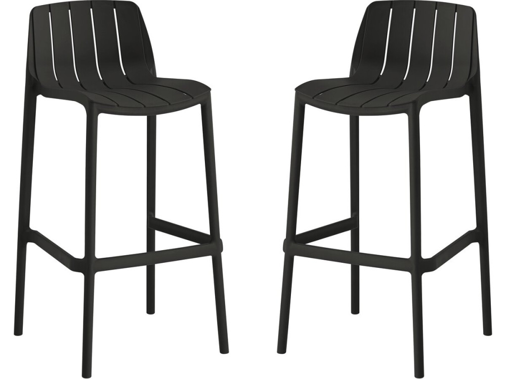 Conjunto de 2 cadeiras altas de jardim empilháveis "Vaena" - Preto