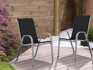 Poltrona de jardim Textilene "Cordoba" - Fénix - Preta - Kit de 2 2