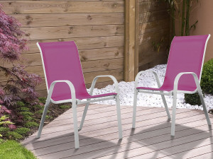 Poltrona de jardim Textilene "Cordoba" - Fénix - Rosa- Kit de 2 2