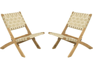 Conjunto de 2 cadeiras de jardim em madeira Hanoi - Bege