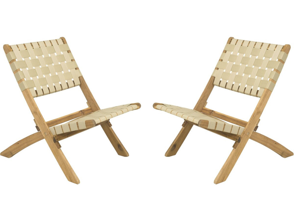 Conjunto de 2 cadeiras de jardim em madeira Hanoi - Bege