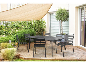 Mesa de jardim em metal Bilbau - 180 x 90 x 71 cm - Cinza 2