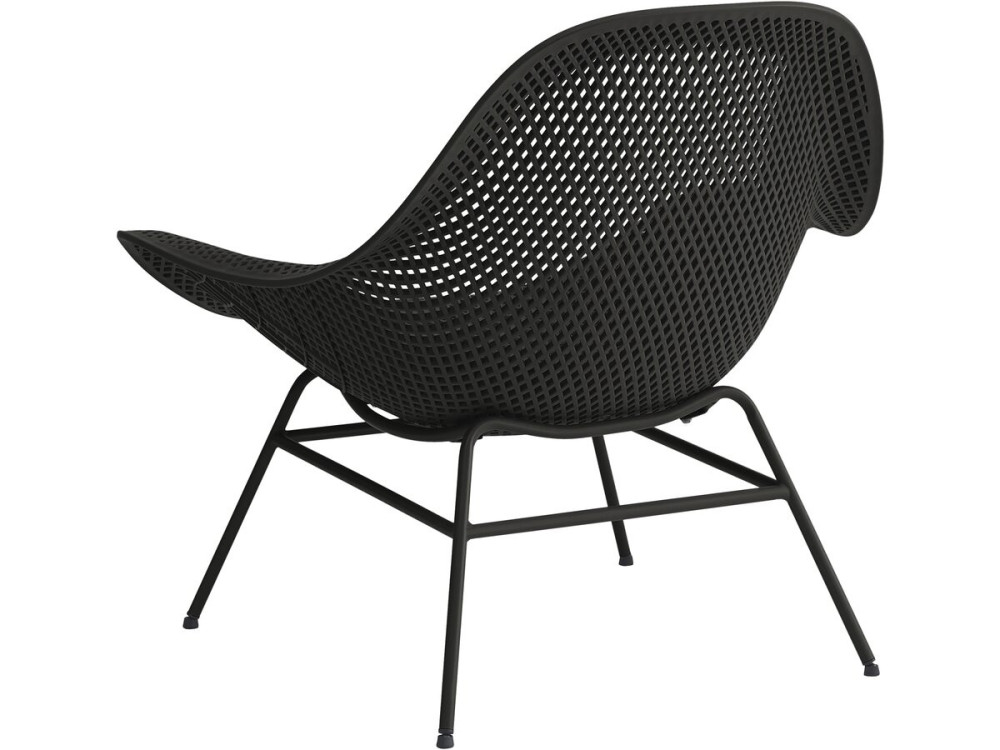 Conjunto de 2 cadeirões de jardim "Soléna" com mesa de apoio - Preto