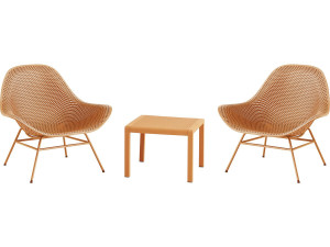 Conjunto de 2 cadeirões de jardim "Soléna" com mesa de apoio - Laranja