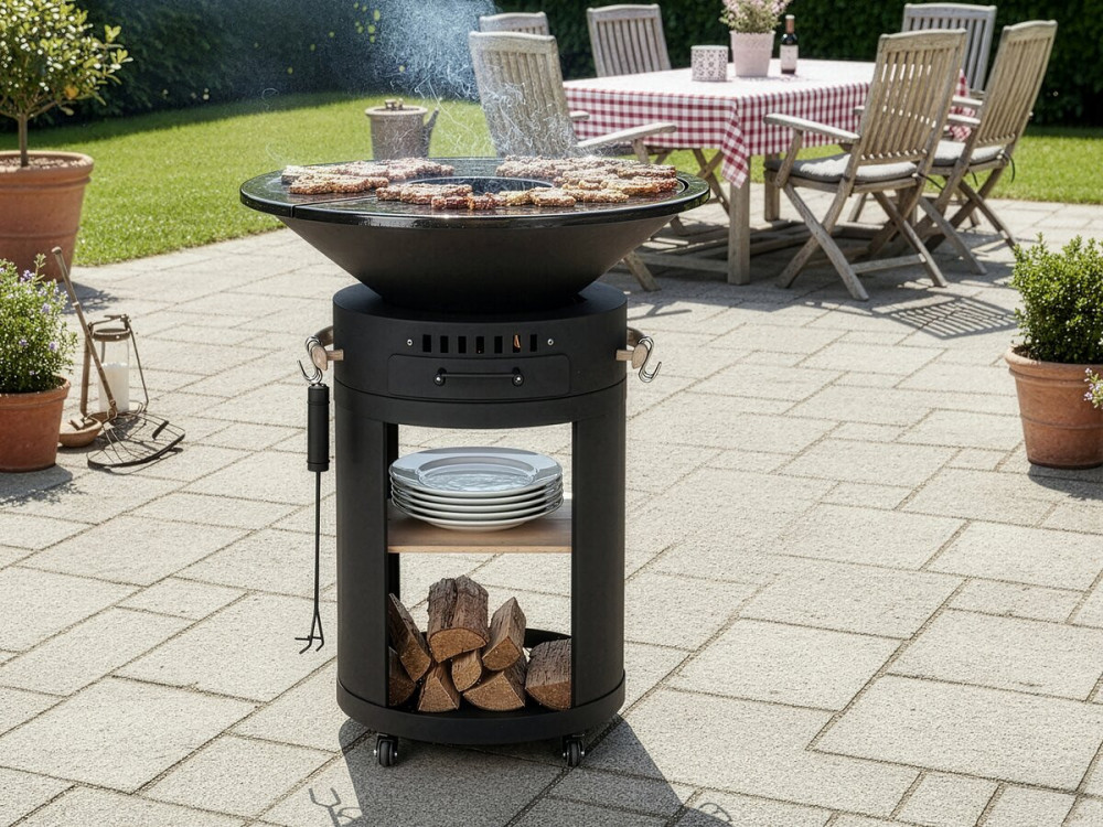 Braseiro "Cesar premium" para churrasco a carvão e a lenha - Ø 81 cm - Preto