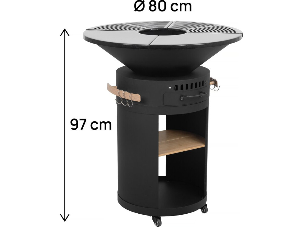 Braseiro "Cesar premium" para churrasco a carvão e a lenha - Ø 81 cm - Preto