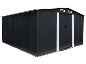 Telheiro metálico para jardim com porta de correr "Boston" - 13 m² - Cinzento