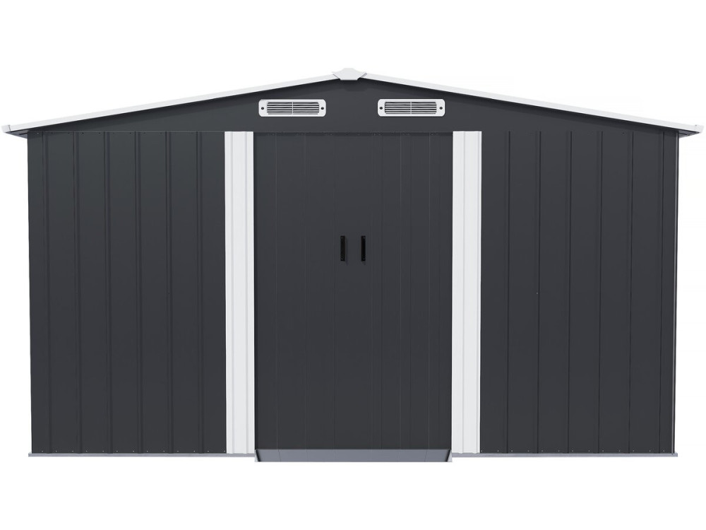 Telheiro metálico para jardim com porta de correr "Boston" - 13 m² - Cinzento