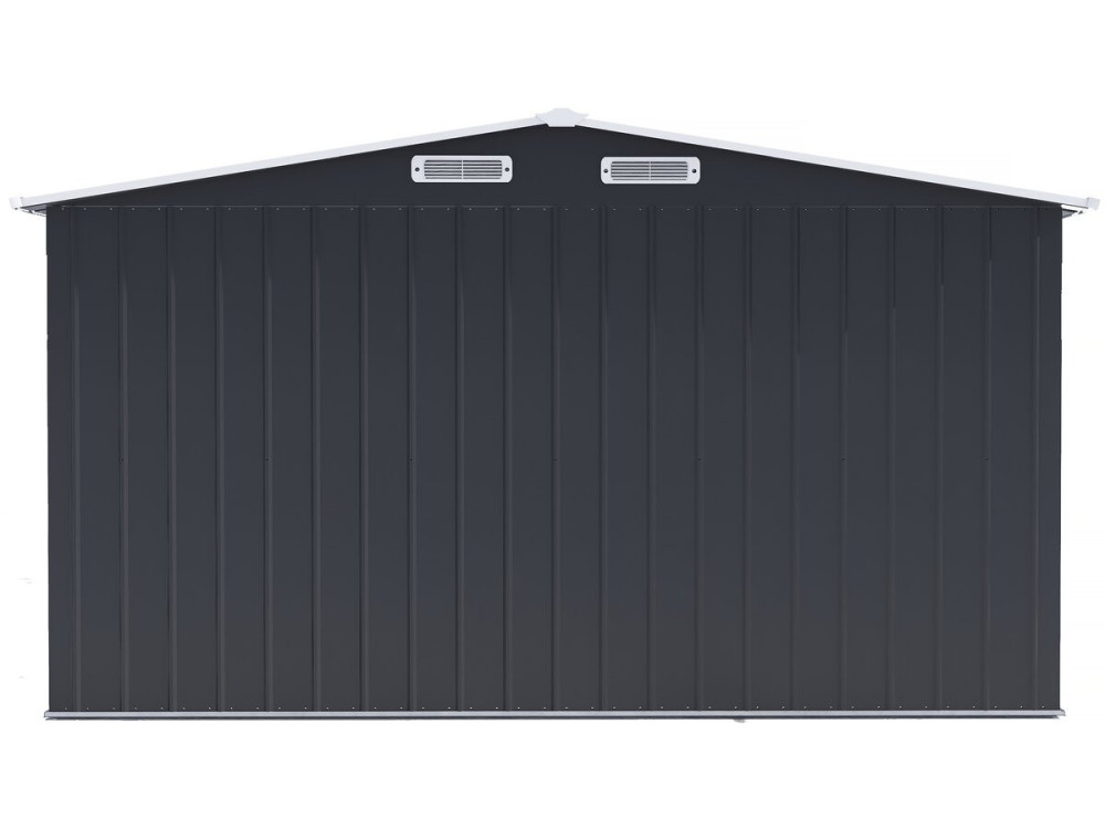 Telheiro metálico para jardim com porta de correr "Boston" - 13 m² - Cinzento