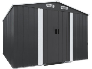 Barracão de jardim metálico "Boston" com porta de correr - 8 m² - Cinzento