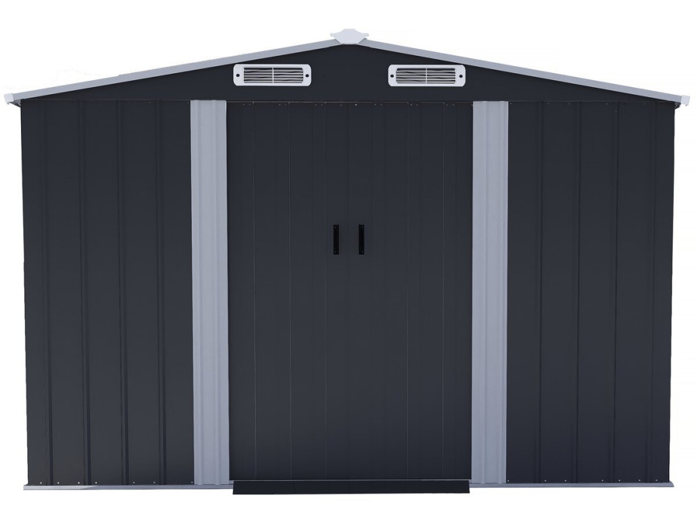 Barracão de jardim metálico "Boston" com porta de correr - 8 m² - Cinzento