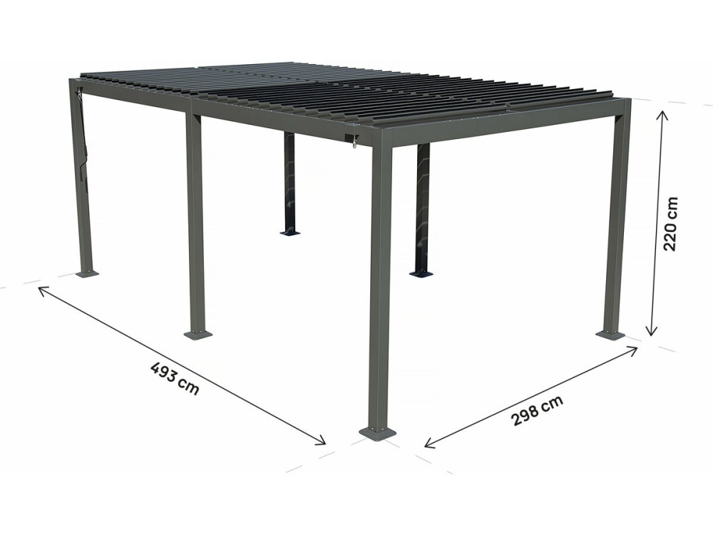 Pérgula bioclimática autoportante de alumínio "Kensington" - 3 x 5 m - Cinzento