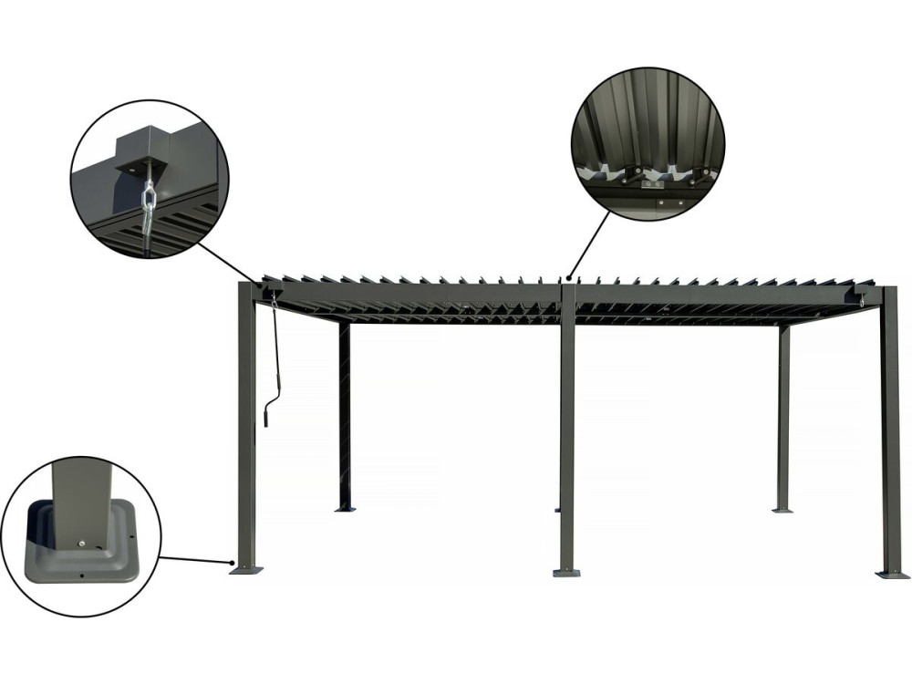 Pérgula bioclimática autoportante de alumínio "Kensington" - 3 x 5 m - Cinzento