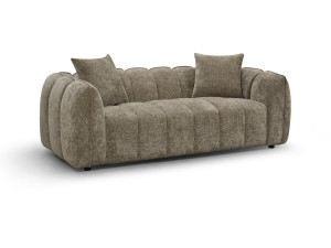 Sofá reto em tecido, estilo «bubble», modelo «Balzac» - 3 lugares - Taupe