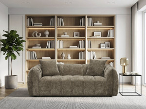 Sofá reto em tecido, estilo «bubble», modelo «Balzac» - 3 lugares - Taupe 2