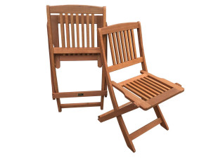 Conjunto de 2 cadeiras dobráveis de jardim em madeira exótica "Hongkong" - Bordo - Castanho claro