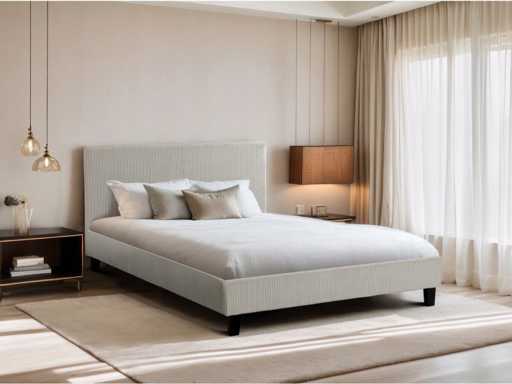 Cama de veludo cotelê "Âmbar" - 160 x 200 - Bege