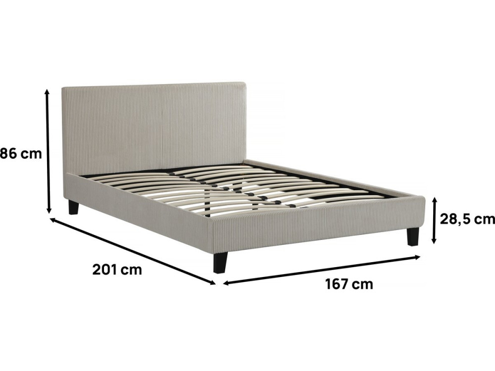 Cama de veludo cotelê "Âmbar" - 160 x 200 - Bege