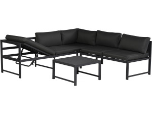 Conjunto de mobiliário de jardim em metal "Etna" - 6 lugares - Cinzento
