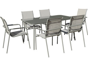 Conjunto de jantar de jardim em metal "Malaga" - 7 lugares - Cinzento