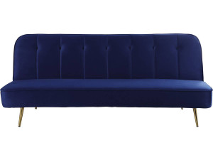 Sofá de veludo Clic Clac "James" - 180 x 83 x 75 cm - 3 lugares - Azul escuro