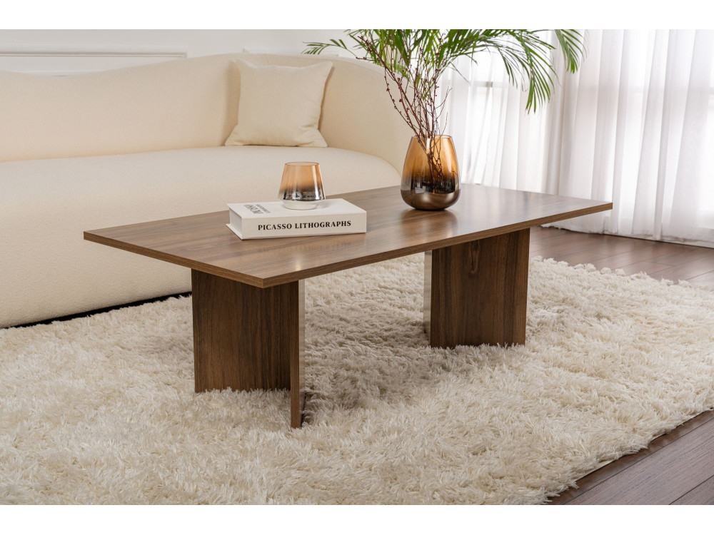 Mesa de centro de madeira "Sabin" - 60 x 119 x 40 cm - Nogueira