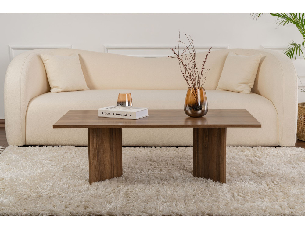 Mesa de centro de madeira "Sabin" - 60 x 119 x 40 cm - Nogueira