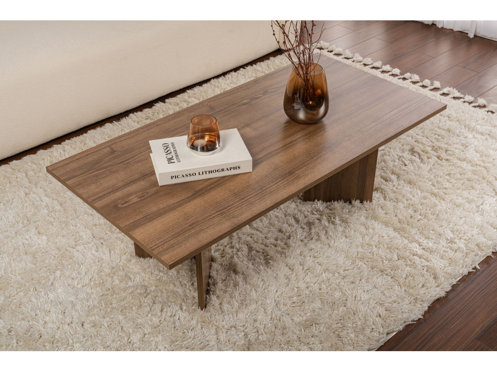 Mesa de centro de madeira "Sabin" - 60 x 119 x 40 cm - Nogueira
