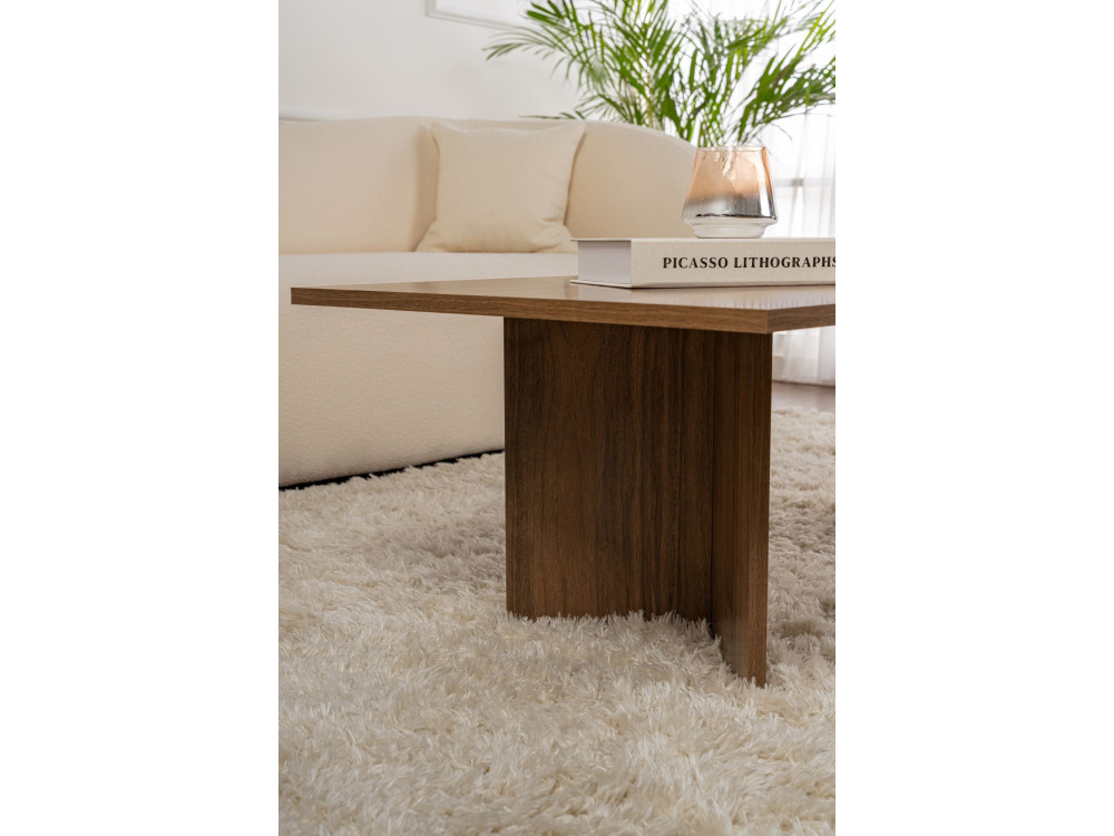Mesa de centro de madeira "Sabin" - 60 x 119 x 40 cm - Nogueira