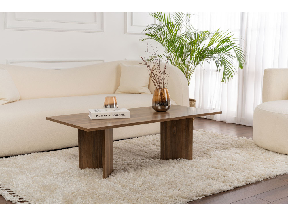 Mesa de centro de madeira "Sabin" - 60 x 119 x 40 cm - Nogueira
