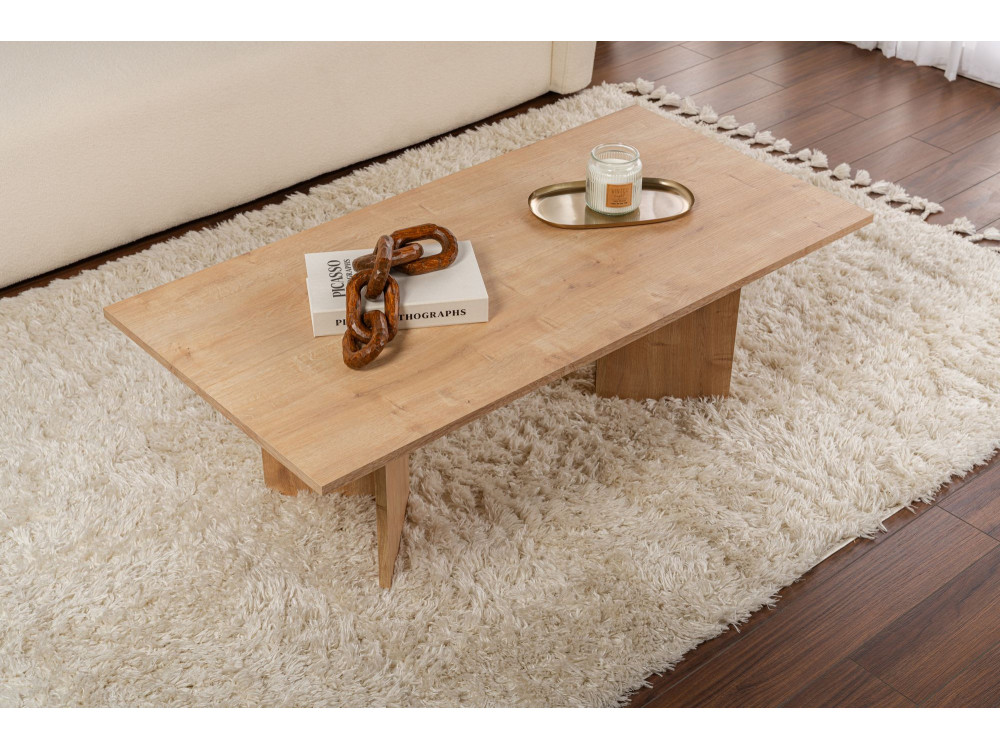 Mesa de centro de madeira "Sabin" - 60 x 119 x 40 cm - Carvalho Safira