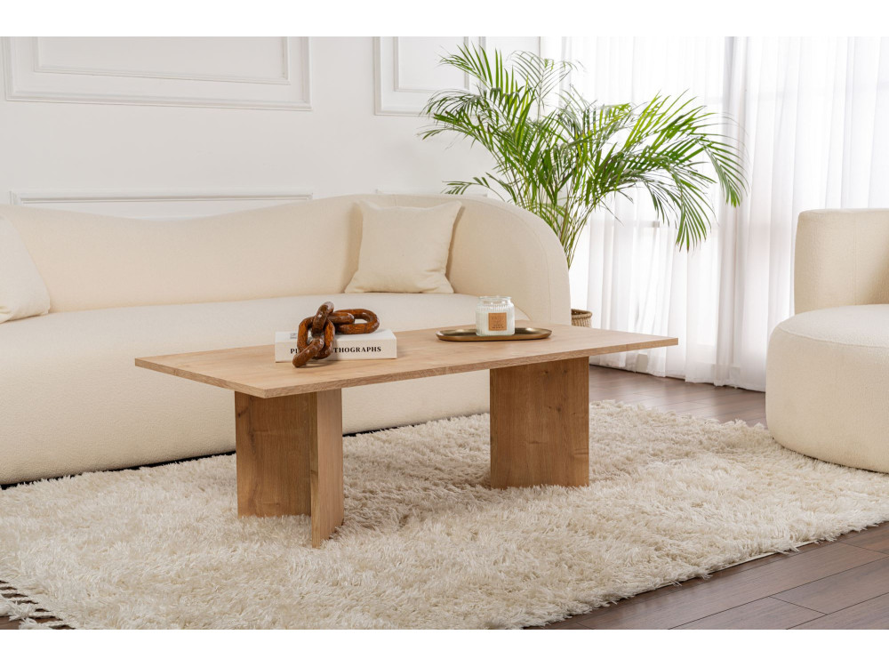 Mesa de centro de madeira "Sabin" - 60 x 119 x 40 cm - Carvalho Safira