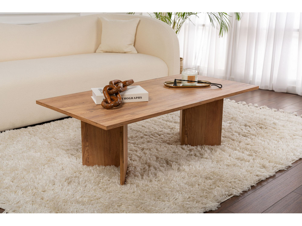 Mesa de centro de madeira "Sabin" - 60 x 119 x 40 cm - Pinheiro Atlântico