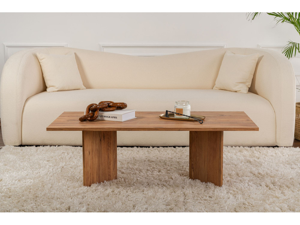 Mesa de centro de madeira "Sabin" - 60 x 119 x 40 cm - Pinheiro Atlântico