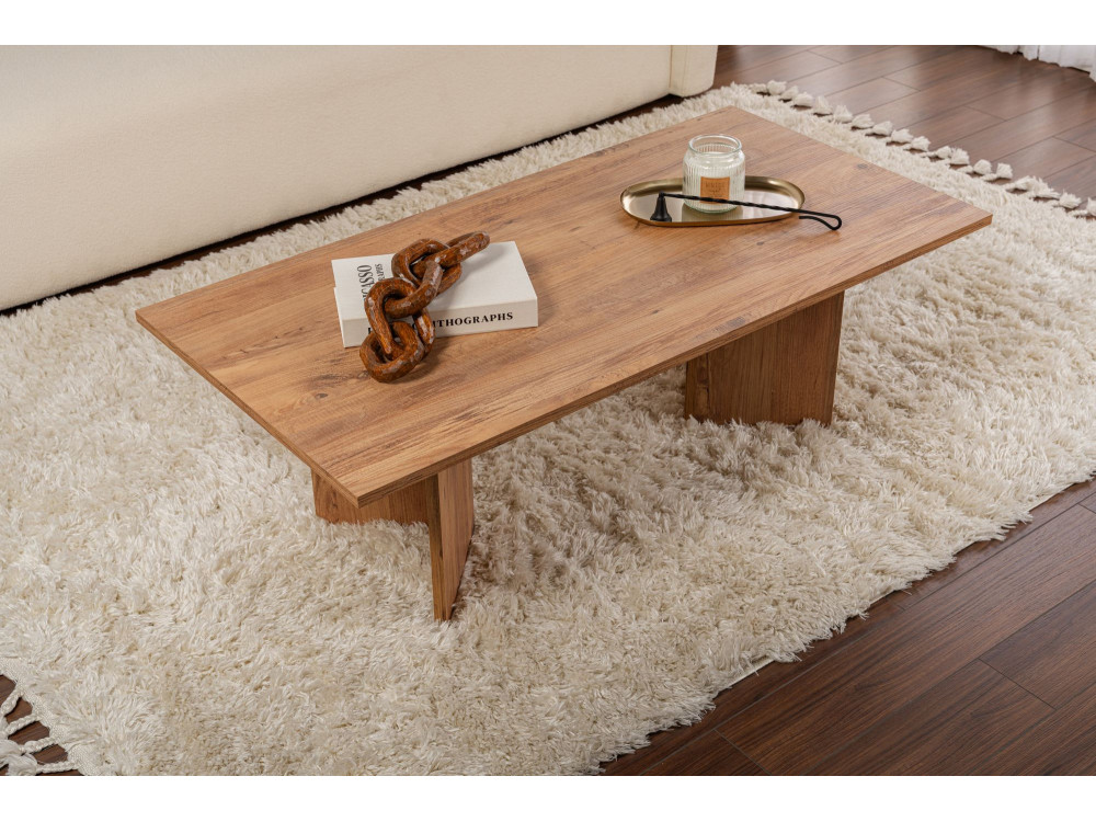 Mesa de centro de madeira "Sabin" - 60 x 119 x 40 cm - Pinheiro Atlântico