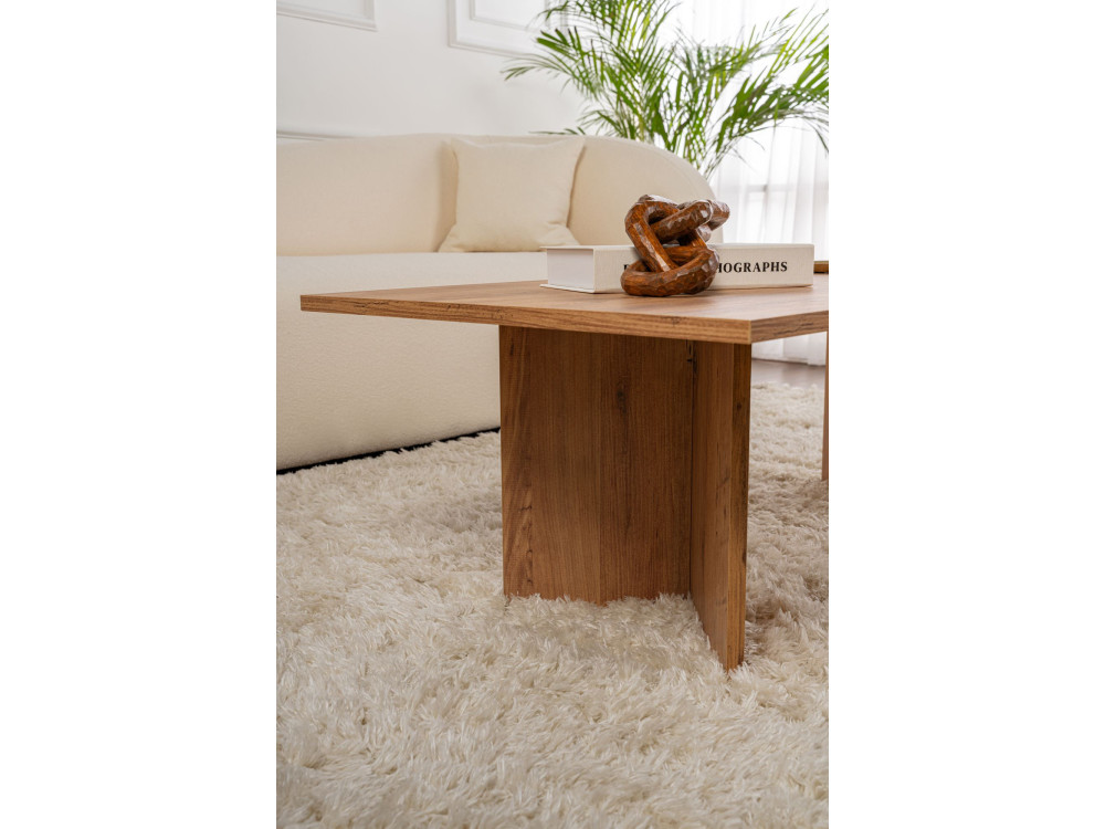 Mesa de centro de madeira "Sabin" - 60 x 119 x 40 cm - Pinheiro Atlântico