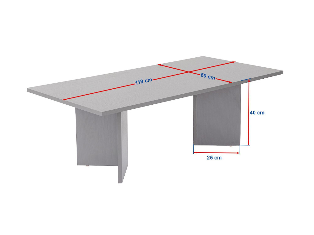 Mesa de centro de madeira "Sabin" - 60 x 119 x 40 cm - Pinheiro Atlântico