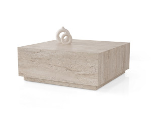 Mesa de centro em madeira "Lizbon" - 90 x 90 x 35 cm - Travertino