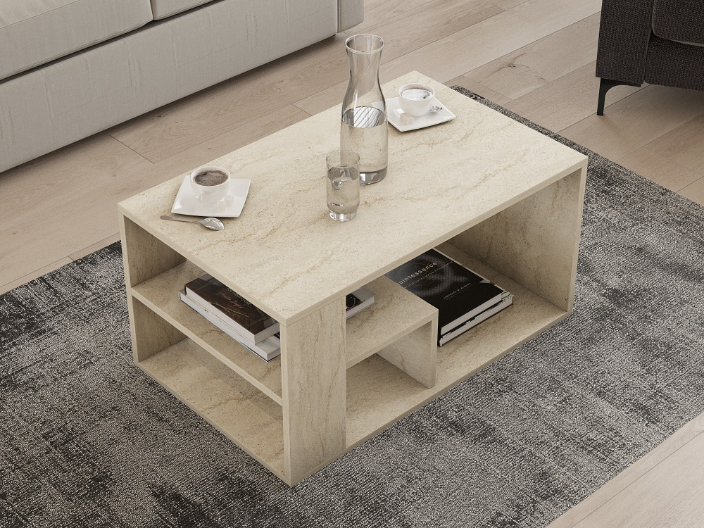 Mesa de centro em madeira "Eros" - 80 x 40 x 50 cm - Travertino