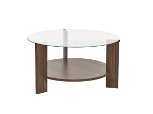 Mesa de centro de madeira "Clara" - 75 x 75 x 40 cm - NogueiraTransparente